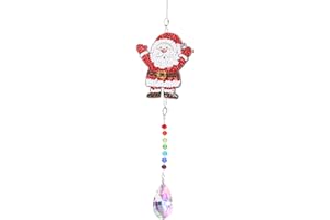 HANGHANG Stained Glass suncatcher Santa Claus Crystal Diamond Angel Tears Catching Light Wind Chimes Hanging Garden Decor Sun Catchers for Windows suncatcher Garden Hanging Ornaments