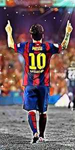 VVWV Hands Up in Stadium Lionel Messi Football Poster Football Motivational Poster Home Living Room Bedroom Boys Room Decorations 300 GSM L X H 12 .00 X 18.00 Inches