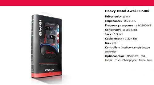 Cellphonez® Awei ES-500i High Bass & Best Sound in-Ear Earphone with Mic for Apple, Sony & HTC Phones. (Red)