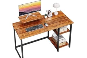 GreenForest Biurko z półką na monitor, biurko komputerowe z odwracanymi półkami do przechowywania, 100 cm, do biura, do małych pomieszczeń