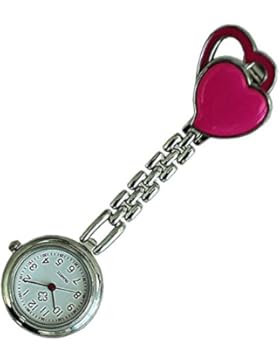 Quarzuhr Armbanduhr - SODIAL(R) Krankenschwesteruhr Quarzuhr Damenuhr Kinderuhr Taschenuhr mit Clip Doppel-Herz...
