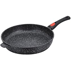 Kamberg - 0008025 - Poêle 32 cm - Manche Amovible - Fonte d'Aluminium - Revêtement type pierre - Tous feux dont induction - Sans PFOA