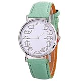 Babysbreath17 Frauen Kinder reizende Karikatur-Katze-Uhr- er-Band-Analog-Legierung Quarz-Kind-Geschenk-Armbanduhr minzgrün