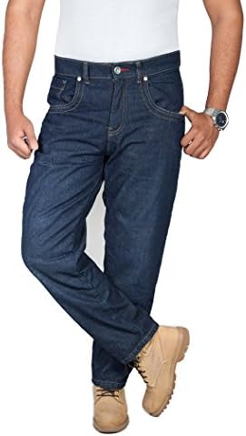 OneDayMore Straight Fit Aramid Reinforced Motorcycle Straight Fit Jeans, Blue, Free Protectors, 36W x 32L
