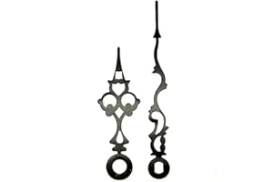 DANS CLOCK SHOP Replacement Black Metal Clock Hands Compatible With German Euroshaft Mechanism Movements DIY Repair 60mm
