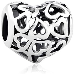 Hollow Charms Tibetan Style Sterling Silver Charm Beads Trollbeads Love Fit European Charm Bracelet