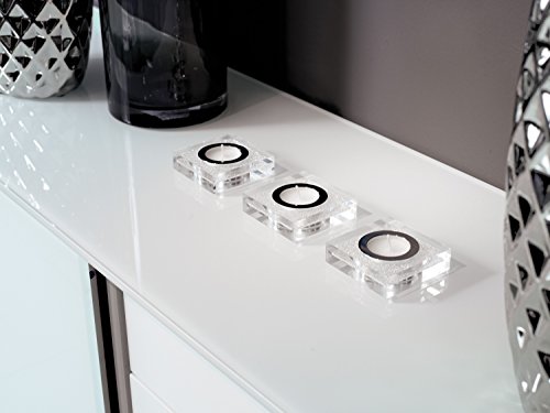Edler Teelichthalter Lotus 1 mit SWAROVSKI ELEMENTS Kristallen – funkelnde Tischdeko, Muttertags-Geschenk (transparent) - 8