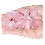 Xiannvxi 10 Pcs Rose Quartz Crystals Heart Natural Rose Quartz Crystals Stones Polished Love Palm Pocket Stones Gemstones Reiki Pink Crystal Gifts
