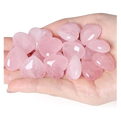 Xiannvxi 10 Pcs Rose Quartz Crystals Heart Natural Rose Quartz Crystals Stones Polished Love Palm Pocket Stones Gemstones Reiki Pink Crystal Gifts