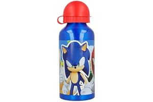 ILS I LOVE SHOPPING SONIC | Botella de aluminio para niños, 400 ml, Cantimplora Infantil con boquilla retráctil (Sonic)