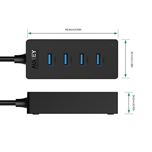 AUKEY USB C Hub auf USB 3.0 * 4 Port Netzwerkadapter für Type C Geräte inklusive dem neue MacBook 2015, Google Chromebook Pixel und usw. Schwarz - 3