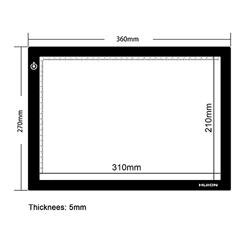 Huion 17.7 „Extra Thin Licht PAD 5mm LED-Zeichnung kopieren Tracing Schablone Verpflegung Tabelle Tatoo Pad Translucent Leuchtkasten mit Multifunktionshalter, Zeichenbrett Clip, Pauspapier (L4S Holder) - 9