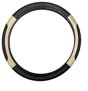 Good Quality-The Name of Trust Sporty Pattern Steering Cover for All Car (Black and Beige)