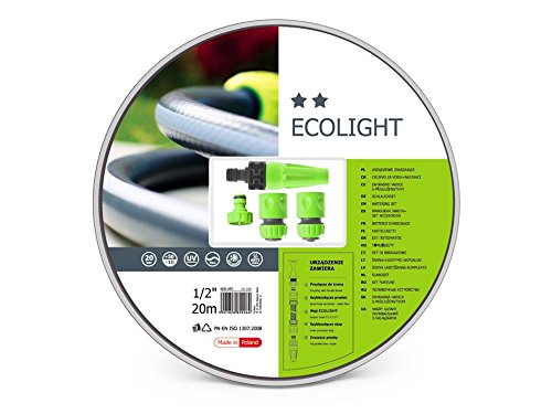 Perel Cellfast Ecolight, Set, Gartenschlauch, 20 m, 4 Mundstücke, 1/2 Zoll, 29 x 10,5 x 29 cm, grau, CF10-190