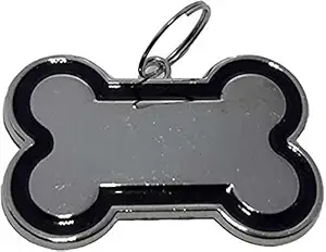 Kapoor pets Large Bone Shape Dog ID Name Tag Black Plain Black, Silver Dog Tag