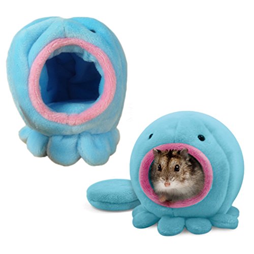 Preisvergleich Produktbild OFKPO Hamster Haustierbett,Warm Plüsch Bett für Hamster Haus(Blau)