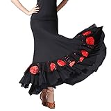 falda negra flamenca feria Tamaño: Longitud: Aprox. 90 cm / 35,43 pulgadas; Cintura: Aprox. 60-100 cm / 23.62-39.37 pulgadas.