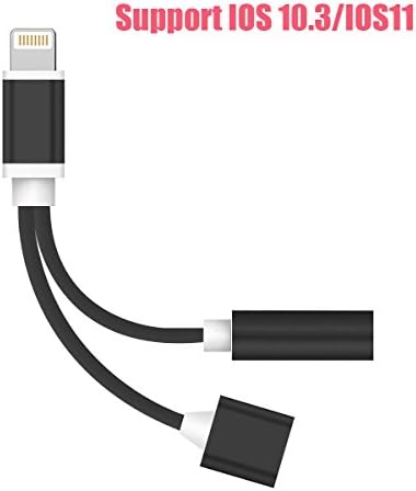 2 in 1 Lightning iPhone 7 Adapter for iPhone 8 / 7 / 7 Plus（Support iOS 10.3/iOS 11）, Hiija Lightning Adapter and Charger, Lightning to 3.5mm Aux Headphone Headphone Jack Audio (Black)