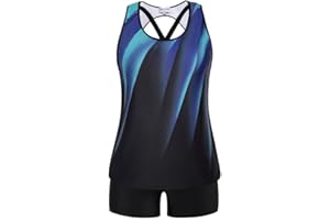 Hanna Nikole Tankini for Women’s Plus Size 3 Pieces Boyshorts Stretchy Tummy Control Bikini Top Vest