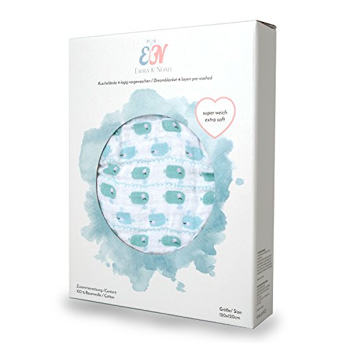 Emma & Noah Baby Kuscheldecke, extra weich und flauschig, 100% Baumwolle, Größe 120 x 120 cm, ideal als Babydecke, Einschlagdecke, Schmusetuch, Kinderwagendecke - 3