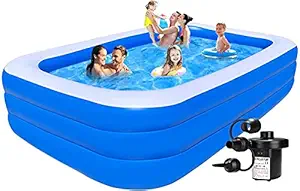 Kreative Marche Best Way Swimming Pool Inflatable Bath Tubs for Adults Spa Swimming Bath Tub with Pump 10 Feet Blue (with Free Electric Pump) (10 FEET Blue)