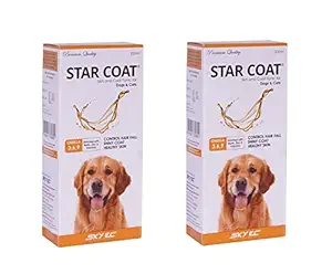 ALP Star Coat Skin and Coat Tonic Supplement Enriched with Omega and Biotin for Dogs and Cats (200 ml) - Pack of 2