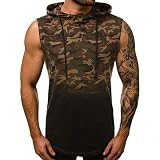 TIFIY Tank Top Herren Sommer Ärmellose Shirts Weste Tarnen Cap Weste Zurück Persönlichkeit Tailored Muskelshirt Bluse （A_ a,XL