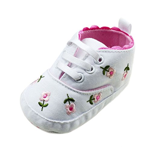 Etosell Baby Girl's Embroidered Flower Soft Cotton Crib Shoes Prewalkers Shoes