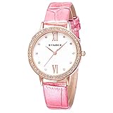 Hswt Damenuhr Leder Mode Ultradünn Zubehör Ansehen Wasserdicht Uhr Frau Geschäft Simulation Quarzuhr,Pink