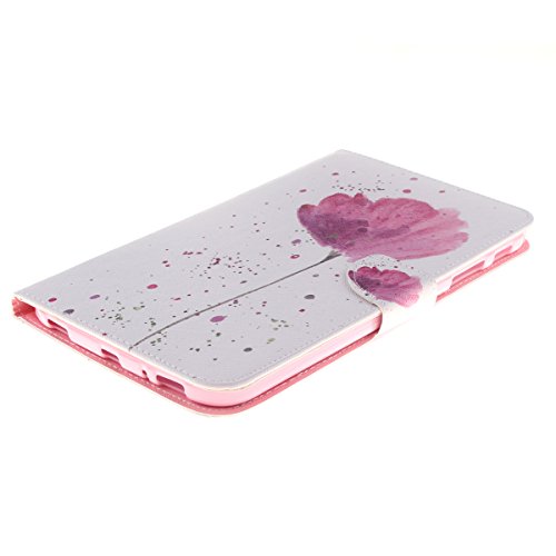 HB-Int 3 in 1 PU Leder Hülle für Samsung Galaxy Tab 3 SM-T310 T311 T315 8.0″ Brieftasche Etui Stand Funktion Flip Wallet Case Book Style Cover Rosa Blume Multifunction Modicsh Holder Tablet Schutzhülle Dünn Slim Bumper Zubehör mit Stylus Pen und Staub Stecker - 3