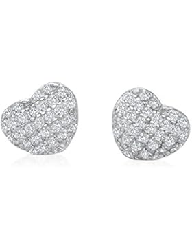 Minoii | Kleine Herz Ohrstecker 925 Sterling Silber & komplett mit Zirkonia