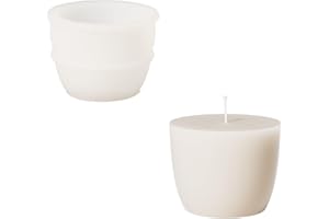 BOOWAN NICOLE Moule à béton moderne en forme de galet avec recharge de bougie de 7 oz - Moule en silicone avec couvercle pour bricolage (LZ0665)