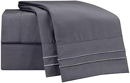 Clara ClarkSupreme 1500 4 piece Bed Sheet Set Queen size Charcoal Stone Grey