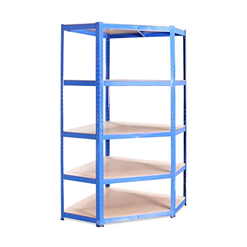 Étagère d'angle bleue 180 x 90 x 40 cm.