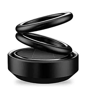 Dhruv Creation Car Solar Double Ring Rotating Perfume Dashboard Car Decoration Air Freshener ( Black )