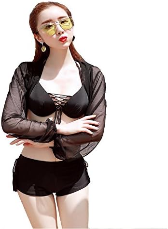 HTWWJ Split Swimsuit Female Three-Piece Bikini Flat angle Conservative Pool Hot Spring Swimsuits , l