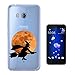 Produktbild c01120 - Cool scary Witch On Broom Stick Halloween Character Full Moon Silhouette Design HTC U11 Fashion Trend Silikon Hülle Schutzhülle Schutzcase Gel Rubber Silicone Hülle