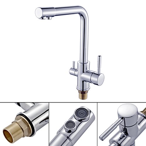 Auralum® 360°Schwenkbarer Einhandmischer Küche Wasserhahn Chrom Armatur mit Umkehr Osmose Anlage Wasserfilter - 8