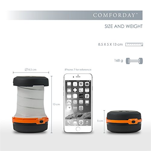 ORIGINAL Comforday 2-in-1 MINI LED LATERNE u. TASCHENLAMPE, ZUM ANGELN, WANDERN, ZELTEN, CAMPING, auch als NOTFALL Leuchte, BESTE QUALITÄT zum kleinsten PREIS, HANDLICH u. ROBUST, komplett ZUSEMMENNKLAPPBAR - 7