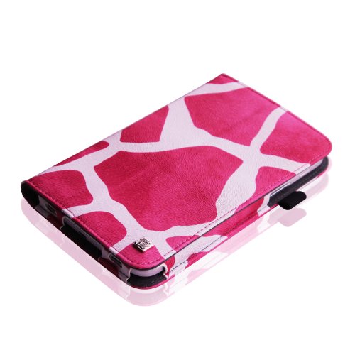 Fintie Samsung Galaxy Tab 3 7.0 (7 Zoll) SM-T210 SM-T211 Hülle Case – Slim Fit Folio Bookstyle Kunstleder Schutzhülle Cover Tasche mit Ständerfunktion und Stylus-Halterung, Giraffe Pink - 8