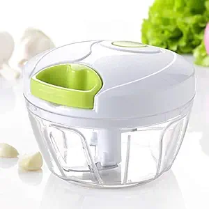 Skycity Handy Mini Plastic Chopper Vegetable Cutter with 3 Blades and Pull Handle Fruit Cutter Fruit Chopper Chilly Chopper Onion Cutter (Multicolor)