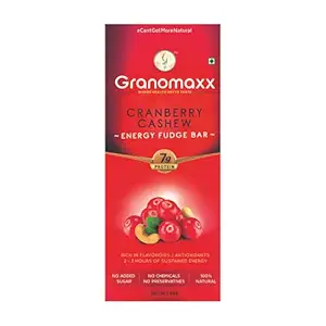 Granomaxx ? Energy Fudge Bars- Cranberry Cashew ? Pack of 6 (6*50g) ? No Added Sugar ? No Preservatives ? Protein Bars / Healthy Snack Bars