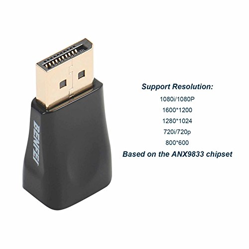 benfei aktiver DisplayPort zu VGA Adapter, DP Display Port zu VGA Konverter Stecker auf Buchse vergoldet Kordel für Lenovo, Dell, HP, Asus - 3