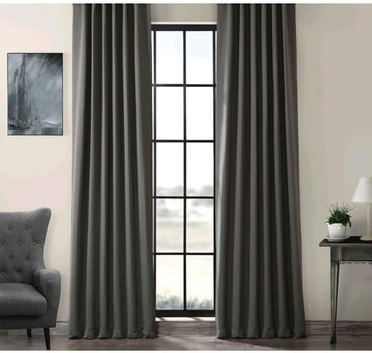 Evdepo Home Blackout Fon Perde,%100 Karartma, Isı Yalıtımlı, Pilesiz, Antrasit, Tek Kanat 110 x 270 cm
