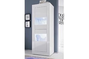 WEB CONVENIENZA VETRINA MODERNA 2 ANTE IN VETRO E LEGNO LACCATO BIANCO LUCIDO