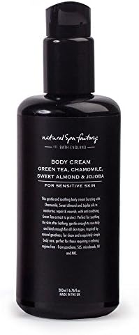 Natural Body Cream with Green Tea, Chamomile, Sweet Almond &amp; Jojoba, 200ml with pump