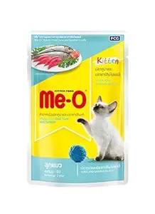 Fins Fur and Feathers Me-O Kitten and Cat Wet Food (Pack of 12) (Kitten Tuna and Sardine in Jelly)
