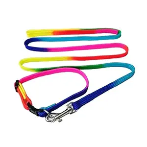 Pet Believe Nylon Rainbow Colorful Dog Leash and Collar Set, Suitable for All Small & Medium Dog Breeds