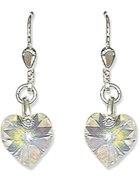 Schmuck-Pur Echt Silber Ohrhänger mit Swarovski Elements-Herz