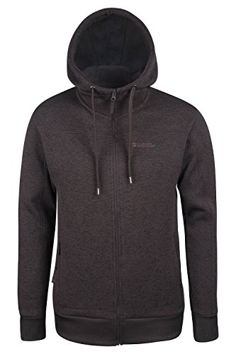 Mountain Warehouse Nevis Herren Fleece geftterte Pulli mit Kapuze Reiverschluss weich bequem sportlich Alltag Freizeit Camping Outdoor Trekking Fleece Jacke Braun Medium